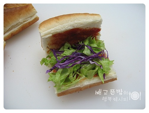 아이들 점심으로 푸짐한~ 바게트 불고기 버거.